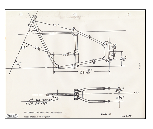 Triumph Pre Unit Twin, Tiger Cub and Ariel Motorcycle Frame Drawings