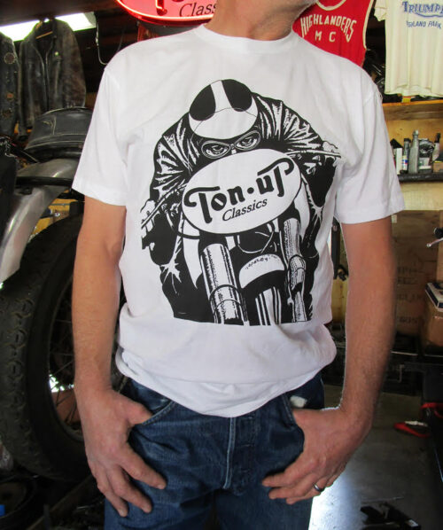 TON UP CLASSICS WHITE CAFE RACER T-SHIRT