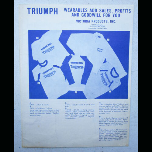 VINTAGE 1970s TRIUMPH MOTORCYCLE DEALER BROCHURE CATALOG T-SHIRTS JACKETS JERSEY - MEMORABILIA