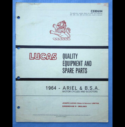 BSA ARIEL LUCAS MOTORCYCLE PARTS BOOK BROCHURE 1964 SPITFIRE LIGHTNING B40 C15 - LITERATURE