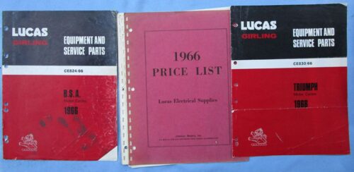 1966 LUCAS MOTORCYCLE PARTS CATALOG PRICE LIST BOOK MANUAL TRIUMPH T120 TR6 BSA - LITERATURE