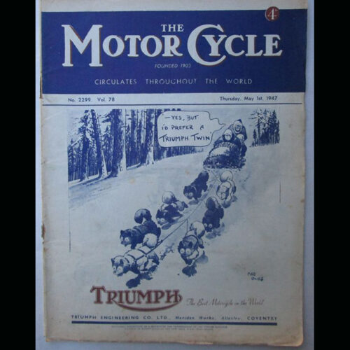 1947 MOTORCYCLE MAGAZINE/BOOK VINTAGE POSTWAR ISSUE TRIUMPH TRIALS DOUGLAS ARIEL - LITERATURE