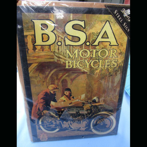 BSA MOTORCYCLE STEEL SIGN MOTOR BICYCLES V-TWIN VINTAGE MOTOR CYCLE BIRMINGHAM - MEMORABILIA