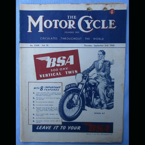 1948 MOTORCYCLE MAGAZINE/BOOK VINTAGE BSA ARIEL TRIUMPH MANX TT RACING NORTON - LITERATURE