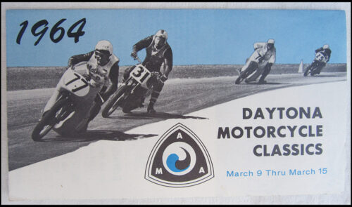 1964 DAYTONA MOTORCYCLE CLASSICS RACING BROCHURE FOLD OUT SCHEDULE HISTORY AMA - MEMORABILIA