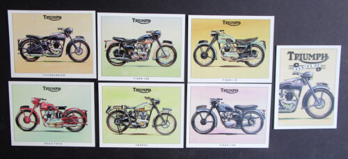 VINTAGE PRE UNIT TRIUMPH MOTORCYCLE CARD SET THUNDERBIRD TIGER SPEED TWIN TROPHY CUB - MEMORABILIA