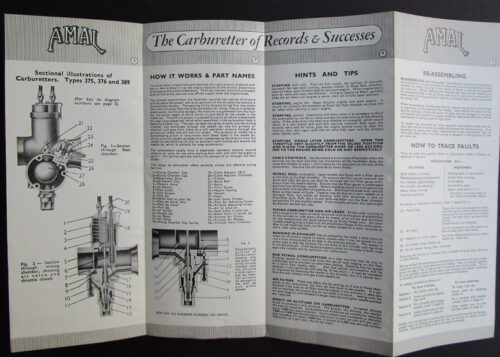 VINTAGE 1966 AMAL 375 376 389 MONOBLOC MOTORCYCLE CARBURETOR HINT AND TIPS MANUAL BOOKLET LIST No. 102/3- LITERATURE