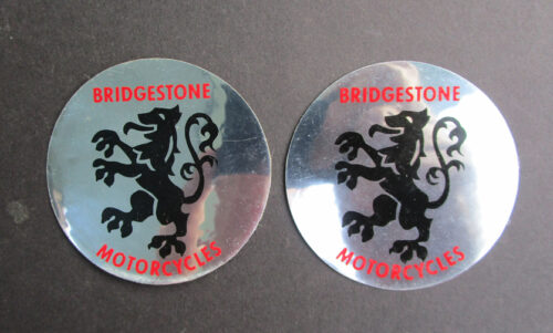 VINTAGE PAIR OF BRIDGESTONE MOTORCYCLE  DECAL MIRROR STICKERS - MEMORABILIA