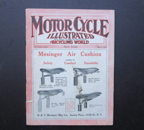 1916 MOTORCYCLE ILLUSTRATED MAGAZINE ANTIQUE BOOK HARLEY INDIAN ACE EXCELSIOR EMBLEM - LITERATURE