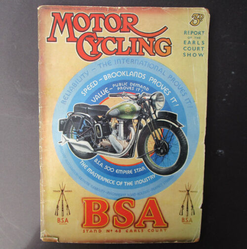 1937 VINTAGE MOTOR CYCLE MAGAZINE ANTIQUE BOOK SHOW ISSUE BSA SUNBEAM MATCHLESS VINCENT ARIEL ENFIELD TRIUMPH - LITERATURE