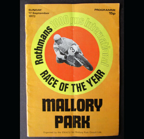 1972 VINTAGE MALLORY PARK BRITISH MOTORCYCLE RACING PROGRAM AGOSTINI EMDE RAYBORN DU HAMEL - MEMORABILIA