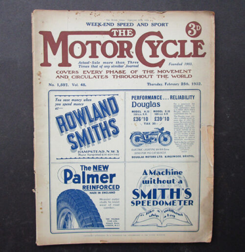 1932 VINTAGE MOTOR CYCLE MAGAZINE ANTIQUE BOOK RACING SPEED AND SPORT ISSUE - LITERATURE