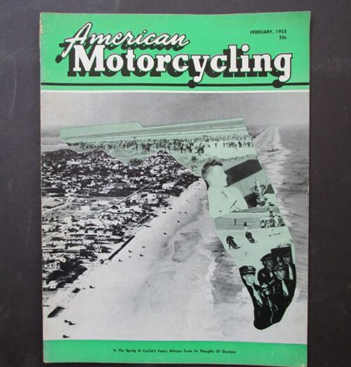 1955 AMERICAN MOTORCYCLING MOTORCYCLE MAGAZINE/BOOK HARLEY BSA VINCENT RACING - LITERATURE